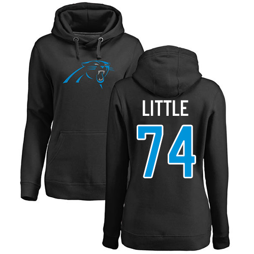 Carolina Panthers Black Women Greg Little Name and Number Logo NFL Football #74 Pullover Hoodie Sweatshirts->women nfl jersey->Women Jersey